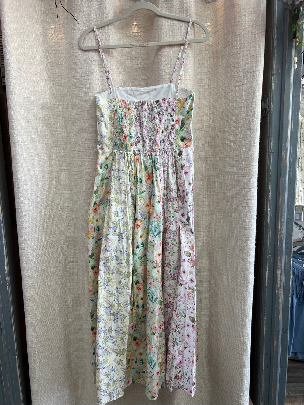 Mixed Floral Midi Dress Spaghetti Strap Pastel Print Medium - Picture 14 of 14